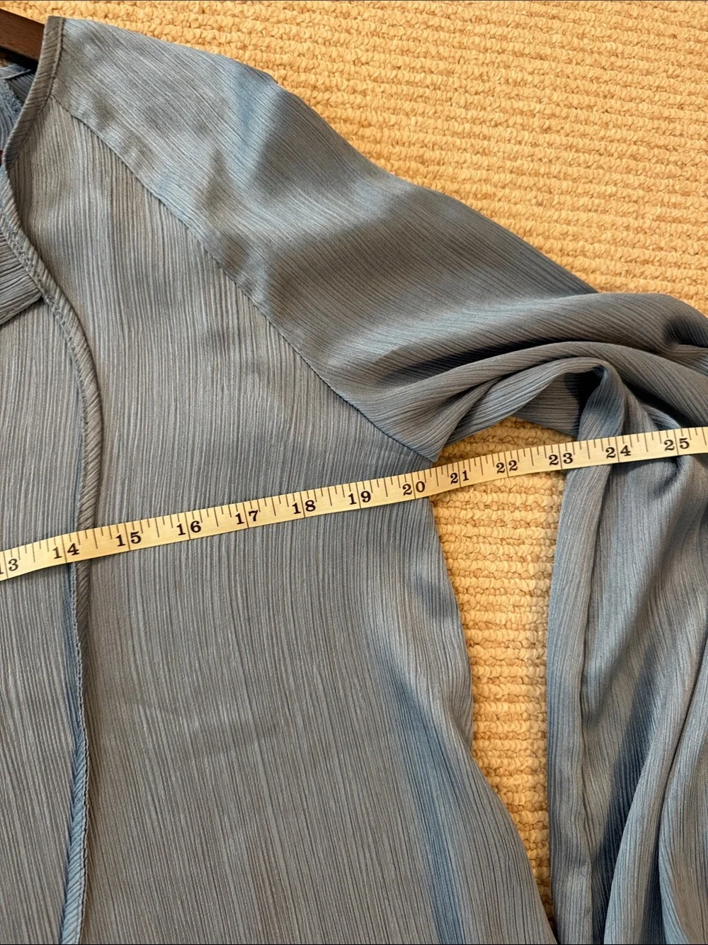 Calvin Klein Dusty Blue V-Neck Long-Sleeve Blouse - Picture 5 of 7